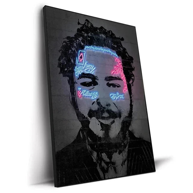 Abstract Neon Rapper Star Posters 2Pac Hip Hop Singers Wall Art Pictures Graffiti Canvas Painting Home Room Bar Decor NO LED