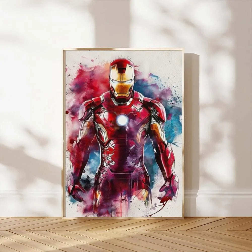 1pc frameless Watercolor Dripping Art Superheroes Prints Posters SpiderMan Iron Man Canvas Painting Marvel Wall Art for Kids Roo
