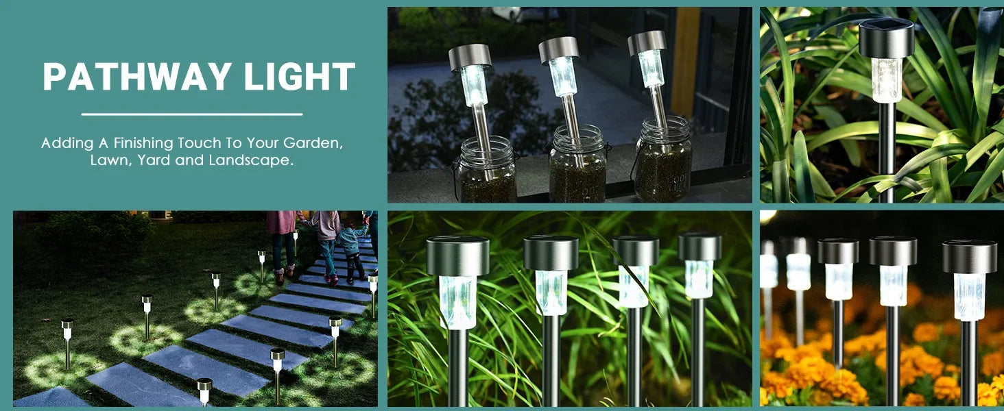 Solar Outdoor Lights New Garden Lamps Powered Landscape Path Yard Backyard Lawn Patio Decorative LED Lighting Waterproof