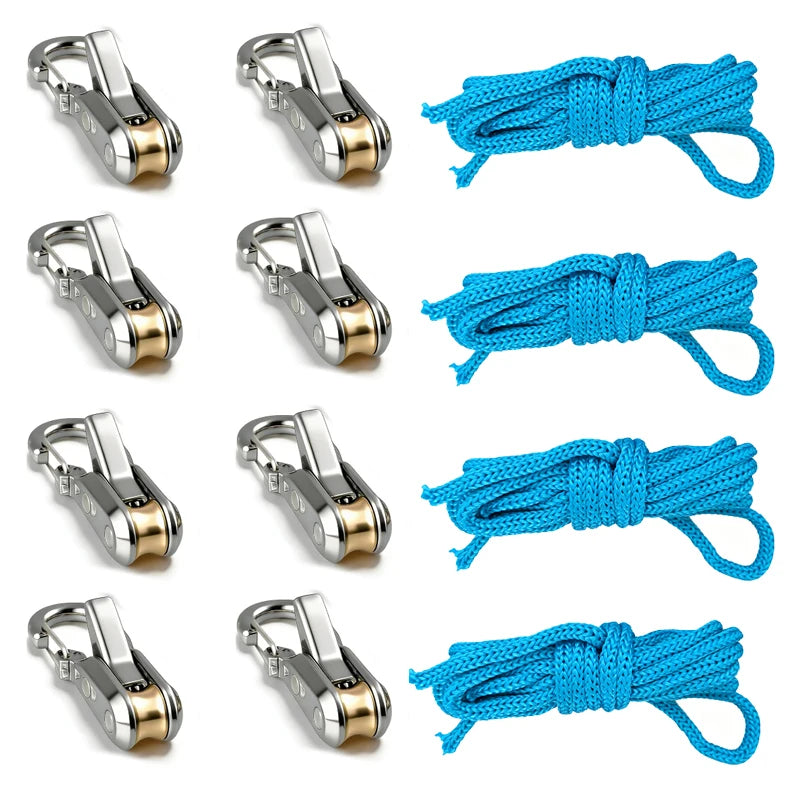 Rope Tying Tool And Tensioner with Roller Tensioner, Heavy-Duty Retractable Buckle with Accessory Rope, Suitable for Camping