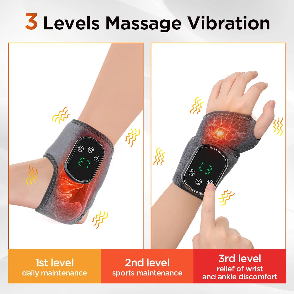 Cordless Heating Ankle Wrist Brace Vibration Massager Electric Hot Compress Massage Ankle Guard Wristband Hand Foot Protector
