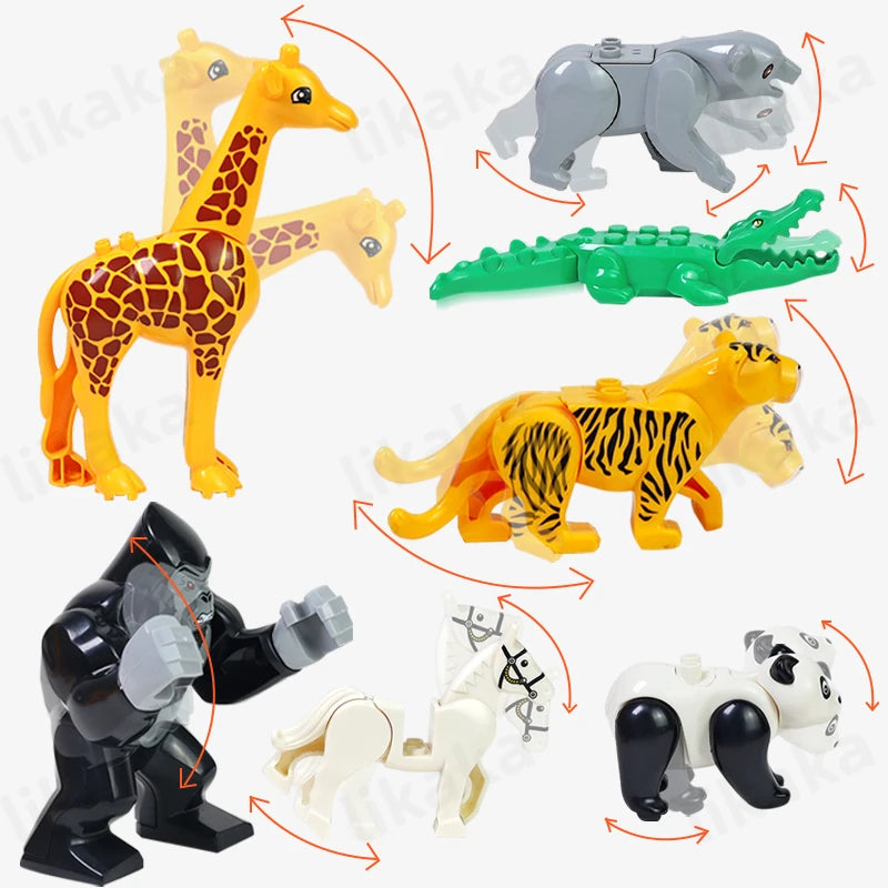 MOC Zoo Animals Building Blocks Toys Set for Kids Montessori Gift Compatible Classic Blocks City Friends Wild Animals Bricks Toy