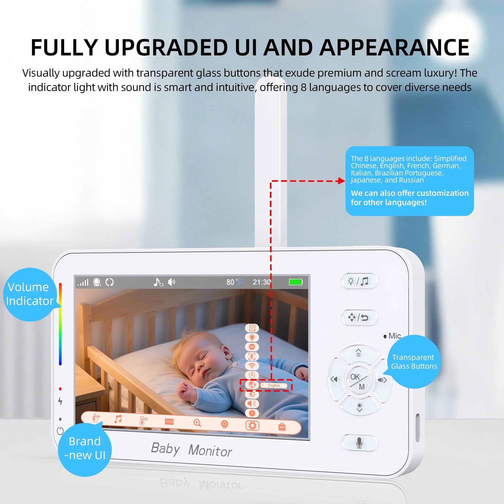 Keep an eye on your little one with this 4.3-inch video baby monitor featuring PTZ IP camera, night light, auto-tracking, and APP remote view control for convenient surveillance!