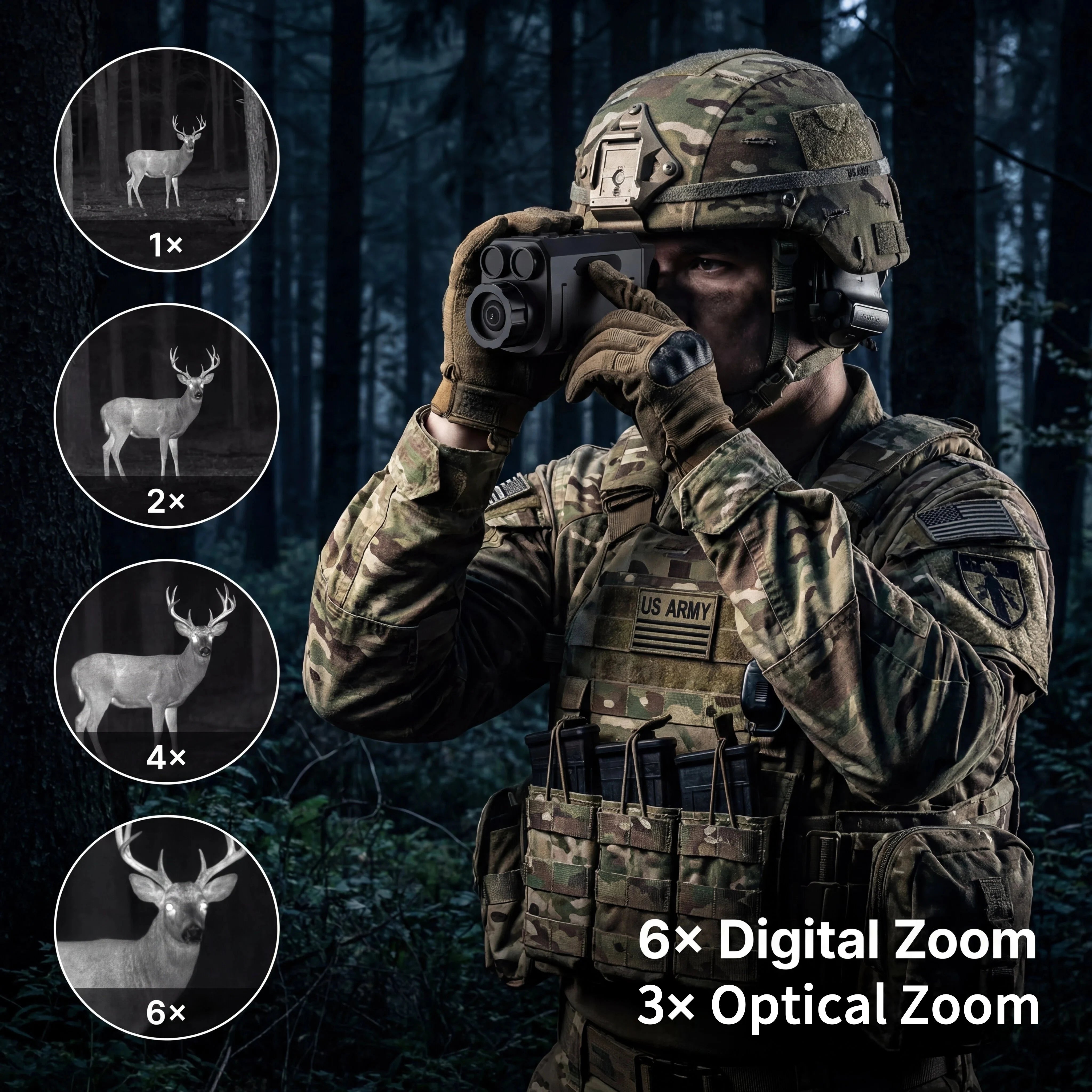 4K HD Portable Infrared Night Vision Goggles, 2" Screen 6X Digital Zoom with Built-in White Light Flashlight for Outdoor Use