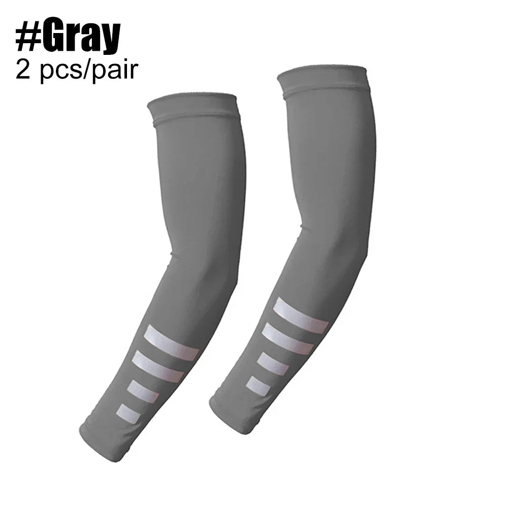 1Pair UV Sun Protection Arm Sleeves for Men Women Reflective Cooling Compression Sleeves Golf Outdoor Sports