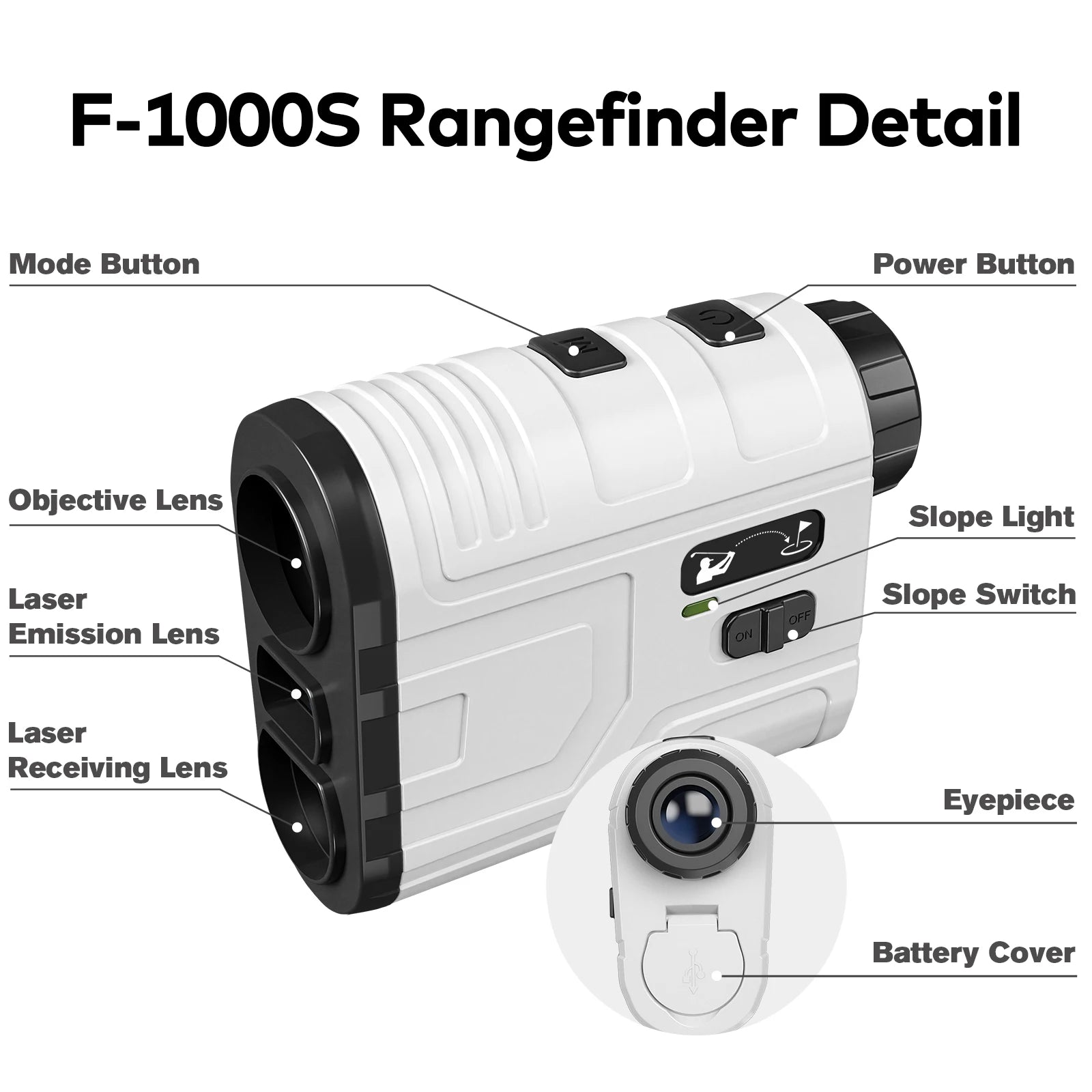 1200Yard Golf Rangefinder Rechargeable Golf Range Finder Digital 6X Magnification Slope Switch Flag Lock Vibration Fog Mode Speed Angle Scan Range Finder Telescope for Golf Hunting Outdoor