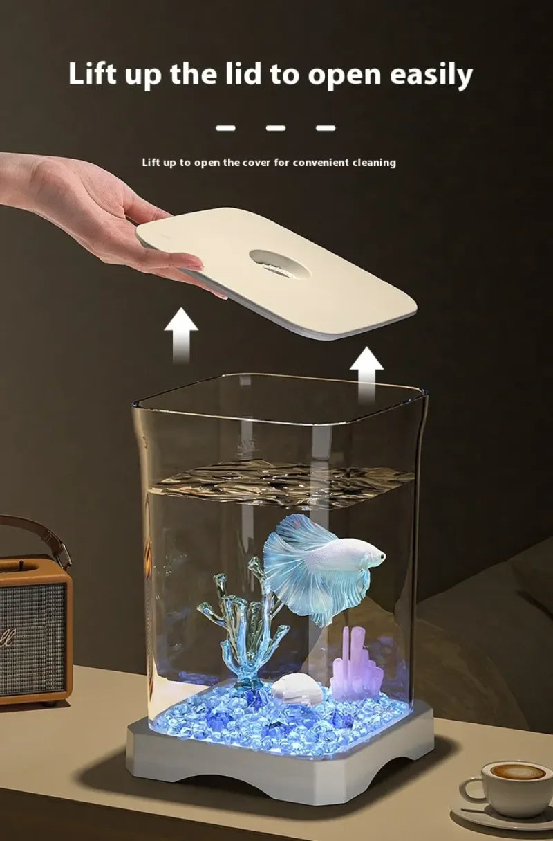 4K High-definition Desktop Fish Tank Acrylic Fish Tank Detachable Transparency Small Tank Multipurpose Amphibian Feeding Box