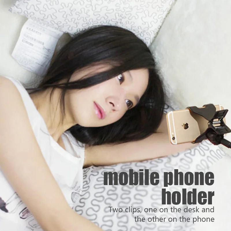 Enjoy hands-free convenience with this universal flexible lazy mobile phone holder—adjustable clip perfect for home, bed, or desktop use!