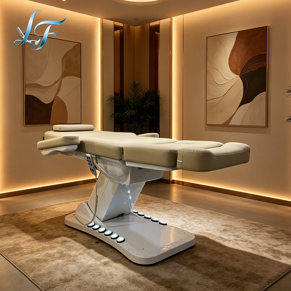Black Electric 3 Motor Aesthetic Reclining Examination Tattoo Chair Spa Massage Table Cosmetic Facial Beauty Bed