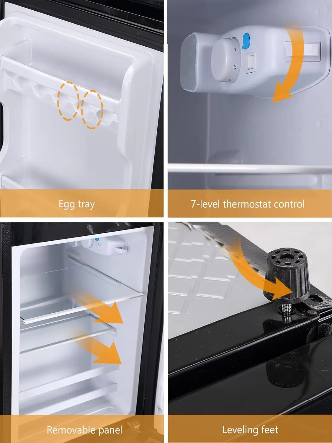 KRIB BLING Mini Fridge with Freezer on Top, 3.5 Cu.Ft Compact Refrigerator with 7 Levels Adjustable Thermostat, Small Refrigerat