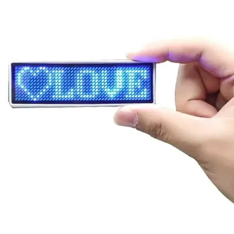 Rechargeable Bluetooth Digital LED Badge Insignia DIY Programmable Scrolling Message Board Mini LED Display LED Name Tag