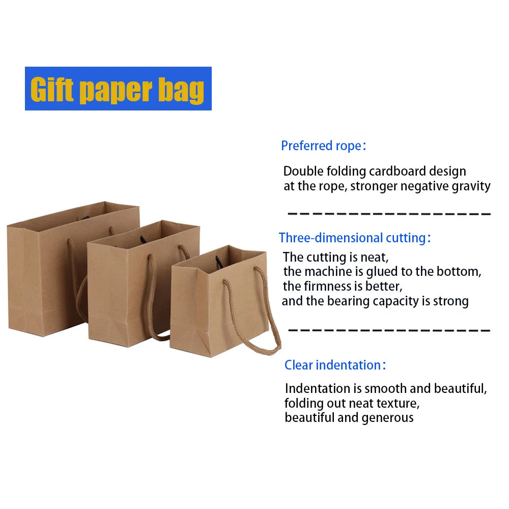 5/10PCS Black White Pink Color Small Kraft Gift Bags With Rope Handles for Party Gift Wrapping Favor Bag Paper Packing Gift Bags