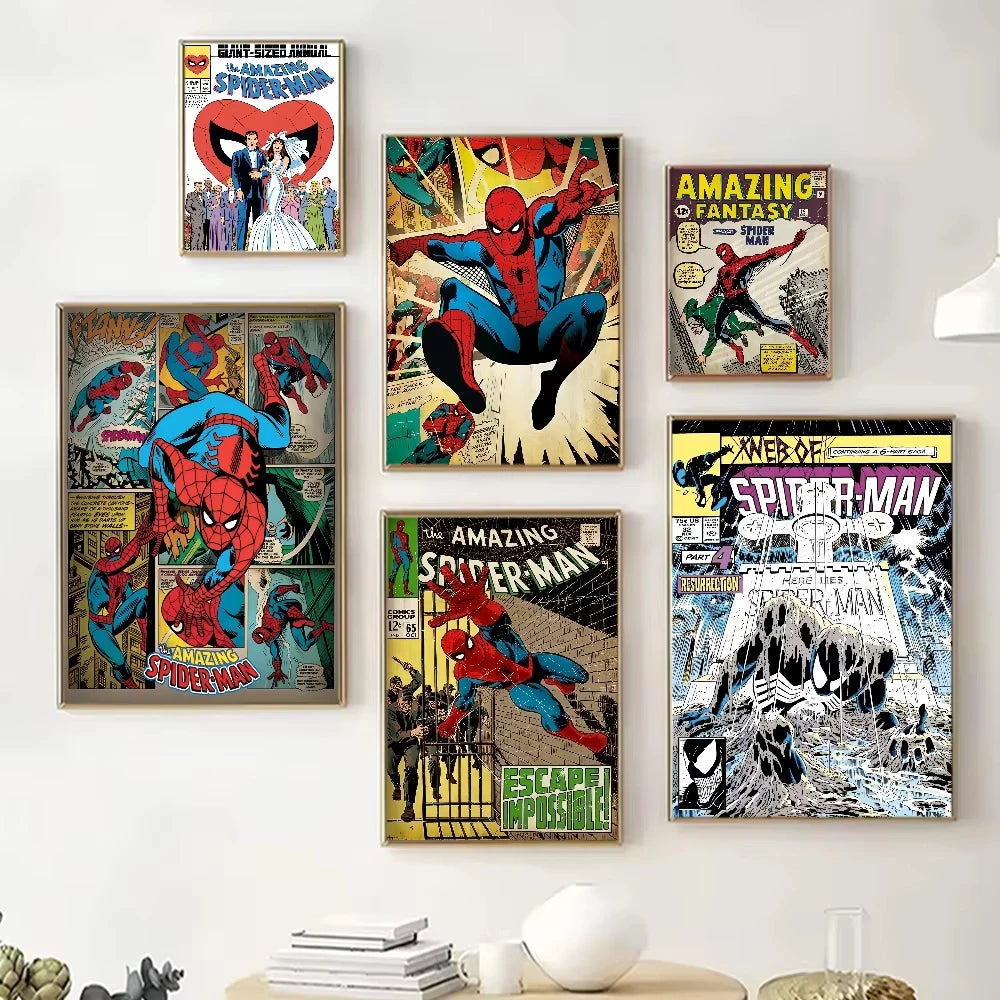 Vintage Comics Super hero Poster Decorative Painting Anime Poster Mural Home Living Room Bedroom Bathroom Wall Decor