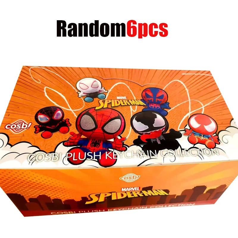 Spider Man Series Blind Box Cosbi Plush Anime Peripheral Figurines Backpacks Pendants Ornaments Surprise Gift for Boys