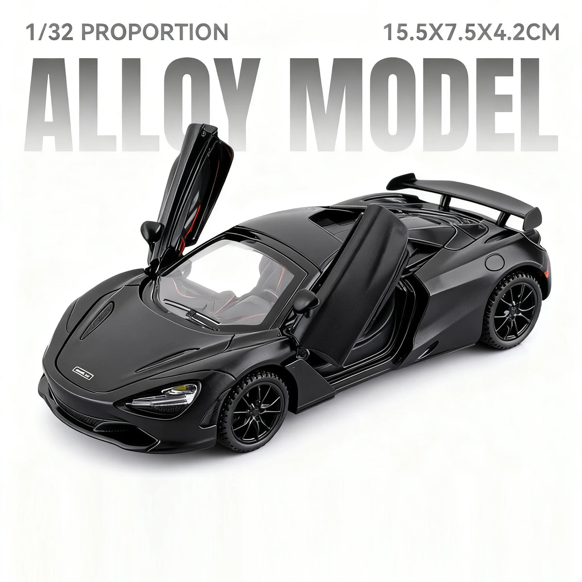 1:32 720S Senna Model Toy Sports Cars Alloy Diecast Sound Light Exquisite Interior Pull Back Supercar Models for Kids Presents