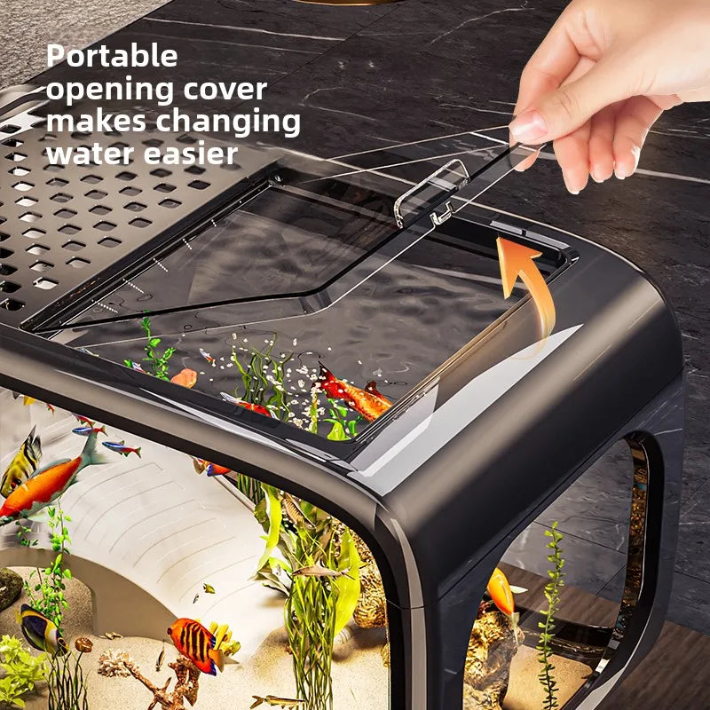 Home Living Room Ornamental Fish Tank Ecological Landscape Filtration Oxygen Generation Aquariums Multi-functional Feeding Tank