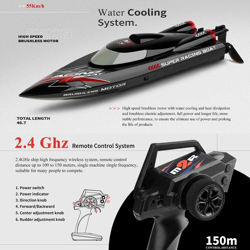 WLtoys WL916 WL912-A RC Boat 2.4Ghz 55KM/H 35KM/H High Speed Racing Watercraft Remote Control Speedboat Model Toys Birthday Gift
