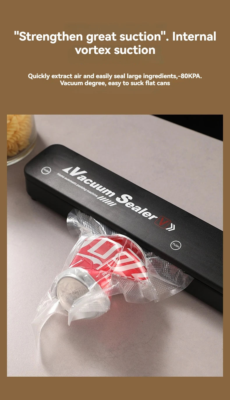 220V/110V Vacuum Sealer Packaging Machine with Free 10pcs Vacuum Bags Household Black Food Vacuum Sealer