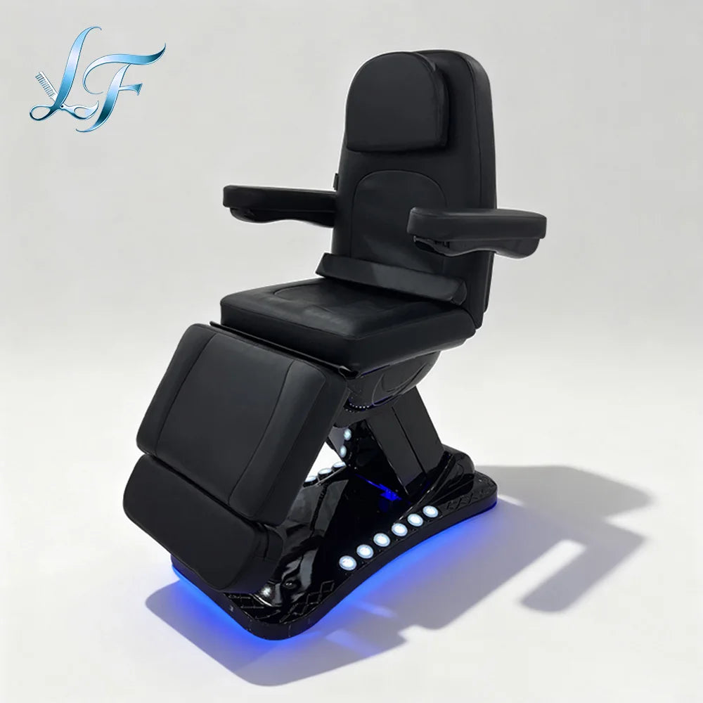 Black Electric 3 Motor Aesthetic Reclining Examination Tattoo Chair Spa Massage Table Cosmetic Facial Beauty Bed Professional