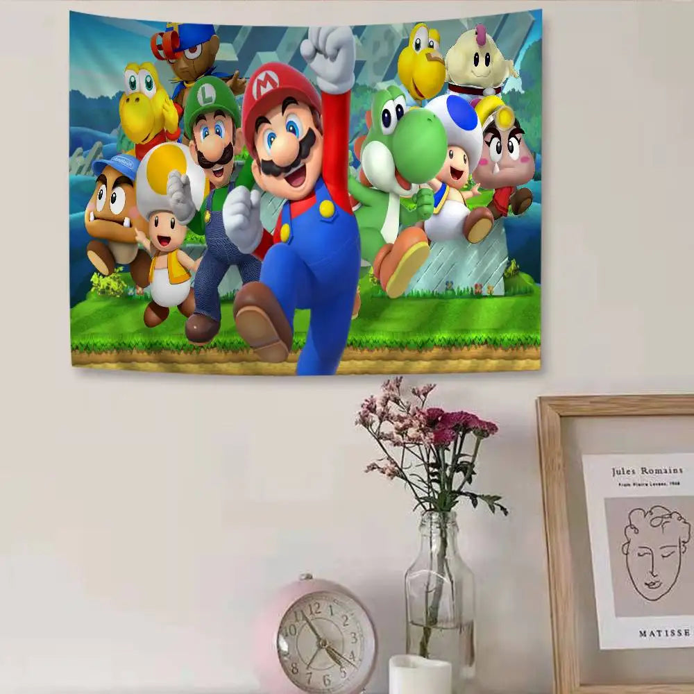 Game M-mario-O cartoon DIY Wall Tapestry for Living Room Home Dorm Decor Wall Art Decor
