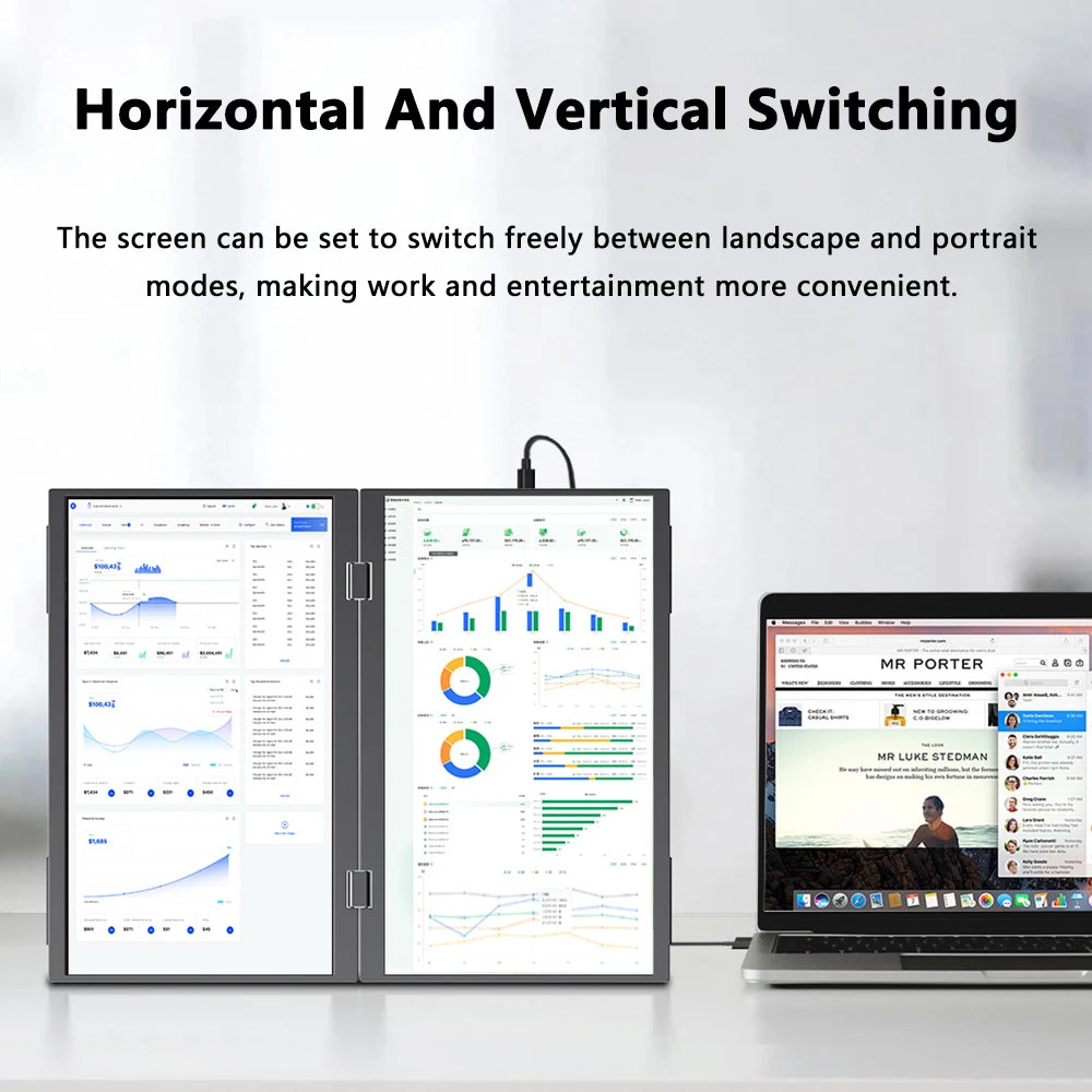 15.6" 120Hz Dual Touchscreen Portable Monitor 1080P FHD With 360° Flip External Screen For PC Laptop Mac Phone Xbox PS4/5 Switch