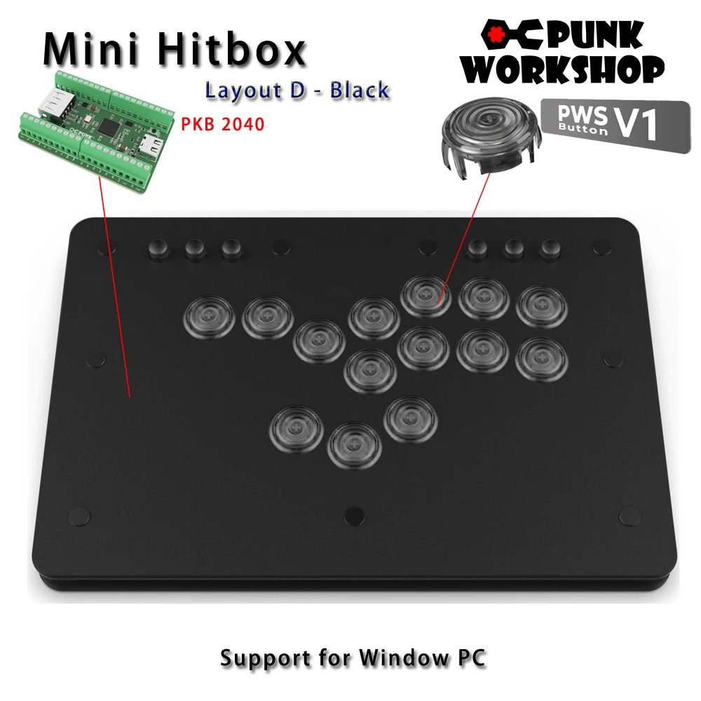 Punk Workshop Mini HitBox SOCD Fighting Stick Controller Newest Version Support Switch/PC (Windows®11 / 10) Handle Fight Console
