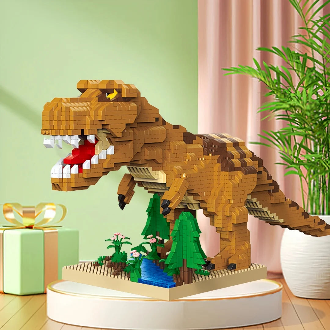 KNEW BUILT Stegosaurus T-rex Micro Mini Building Block Toys-Create Dinosaur Word,Festival Gift for Kids,Puzzle DIY Assembly Toy