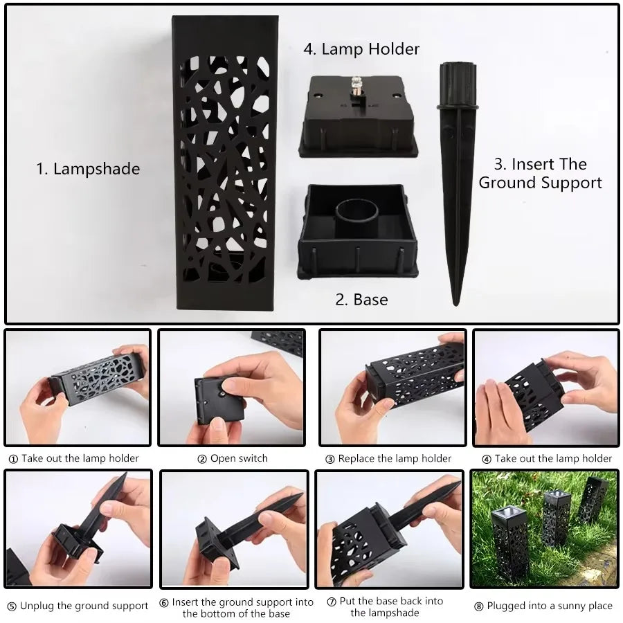 Outdoor LED Solar Lights Solar Powered Garden Lamp Waterproof For Yard Patio Lawn Pathway Walkway Decoration Lighting