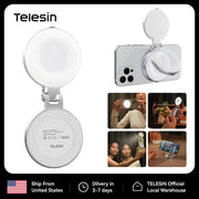 TELESIN Magnetic Fill Light Mini Selfie Light 3 Modes Adjustable Brightness with iPhone Magsafe 360° LED Selfie Ring Fill Light