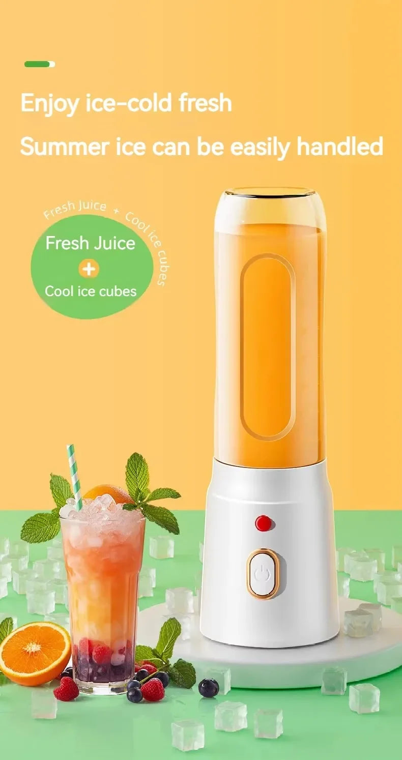 Portable Blender Juicer 450ml Electric Fruit Juicer USB Rechargeable Lemon Orange Fruit Juice Cup Smoothie Blender 2cups