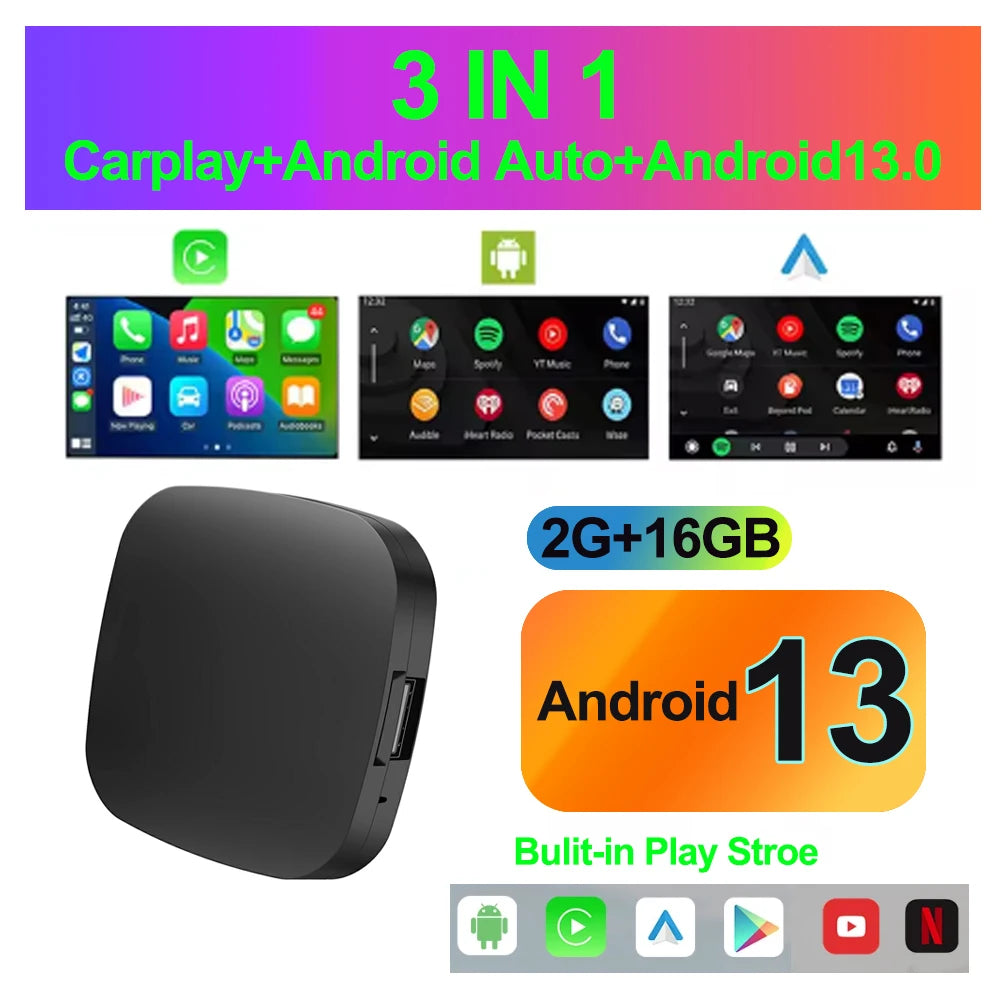 New Carplay Ai Box Wireless Android Auto Wireless Carplay Adapter TV Box For Netflix YouTube Car Intelligence Systems