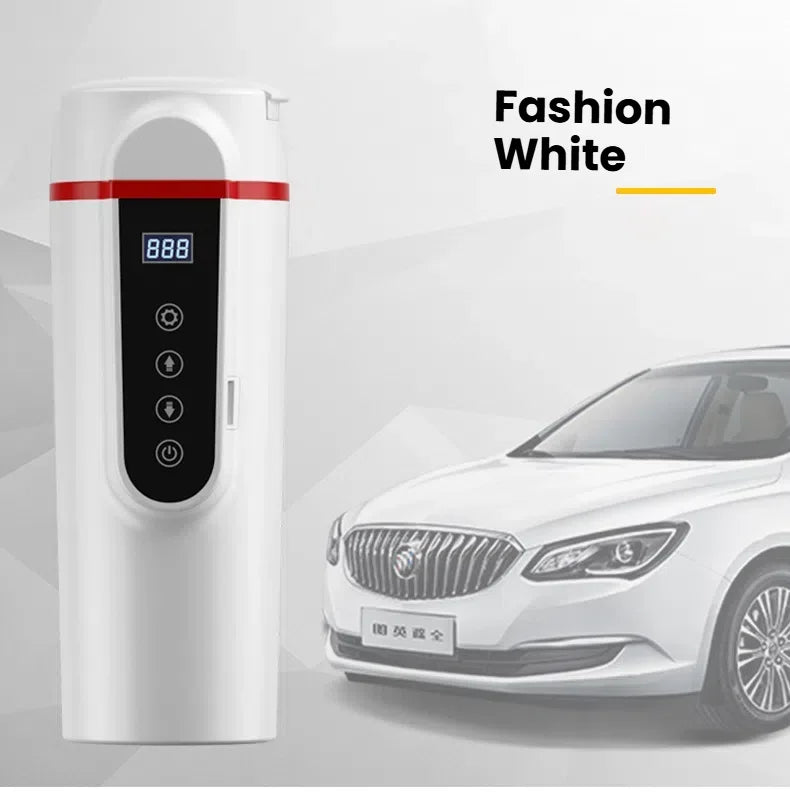 Enjoy warm drinks on the go with this intelligent vehicle-mounted electric heating cup—perfect for keeping your beverage at the ideal temperature while driving!