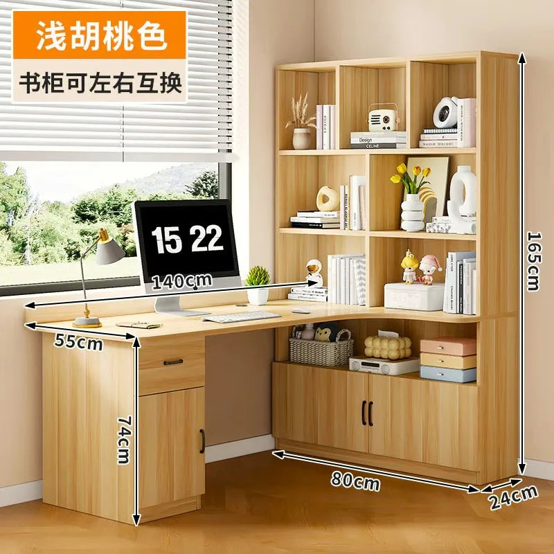 L Shaped Desk with 3 Drawers Corner Computer Desk with Power Outlets Large Storage L-Shaped Desk with Cabinet & Printer Stand