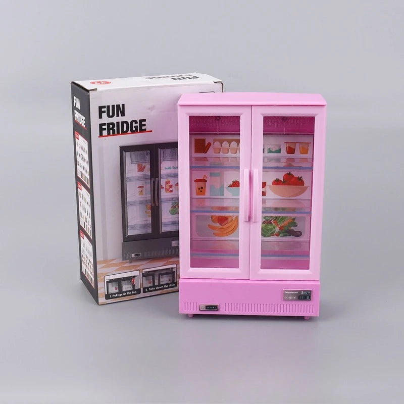 Creative Mini Simulation Double-door Large Refrigerator Freezer Hot-selling Food Play Kitchen Decoration Is Small and Exquisite