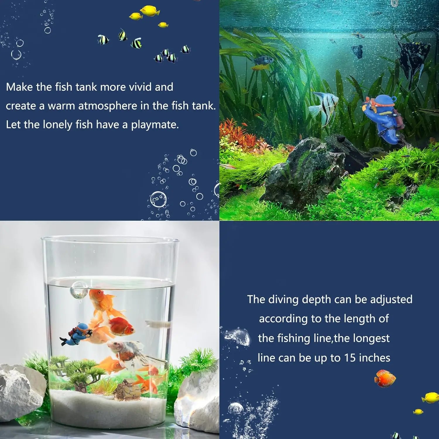 Fish tank Decoration Creative Floating Ornaments Small Figurines Complete Set Diver Blue Guy Underwater Scenery Bottom Figurines