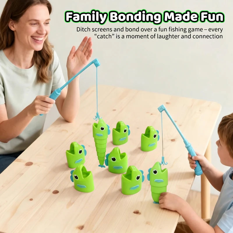 2 Player Competitive Fishing Game with Telescoping Rods, Stretchable Fish Catch Battle Toy, Family Interactive Entertainment Toy