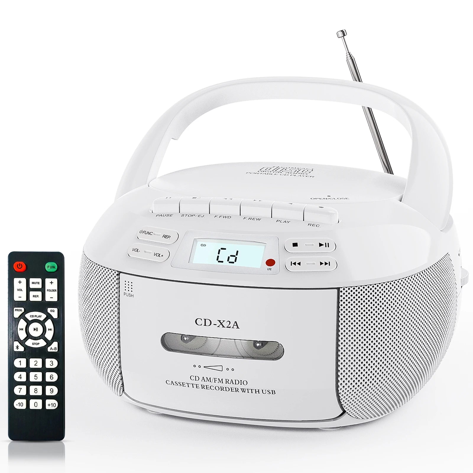 CD cassette player recorder with USB/MP3 and radios,portable cd tape boombox with remote control,AC DC power
