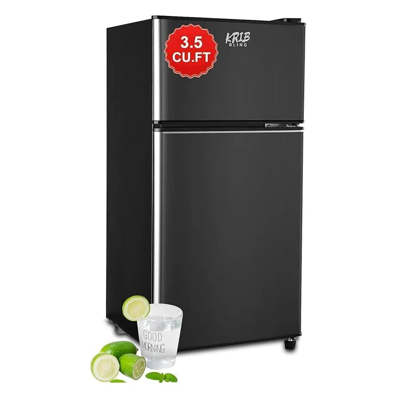 Refrigerator 3.5 Cu.Ft with Freezer Vintage Double Door Lock Fresh 7 Level Adjustable