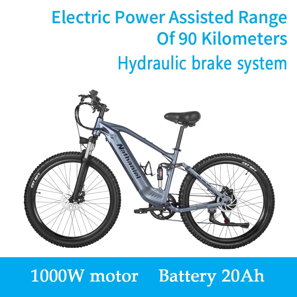 Nathaniel SYR03 Electric Bike 27.5' 1000W Adult Electric Assisted Bike 48V 20Ah Large Capacity Detachable Lithium Batteries Ebik