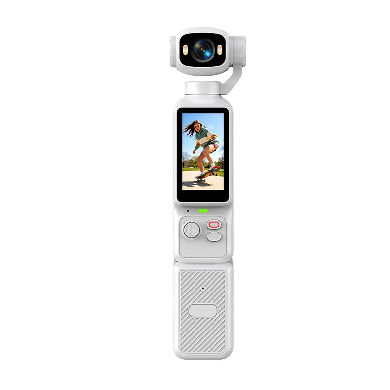 4K Handheld Action Camera HD 180° Rotatable Lens Electronic Anti-shake Pocket Vlog Camera with Fill Light for Outdoor Sports