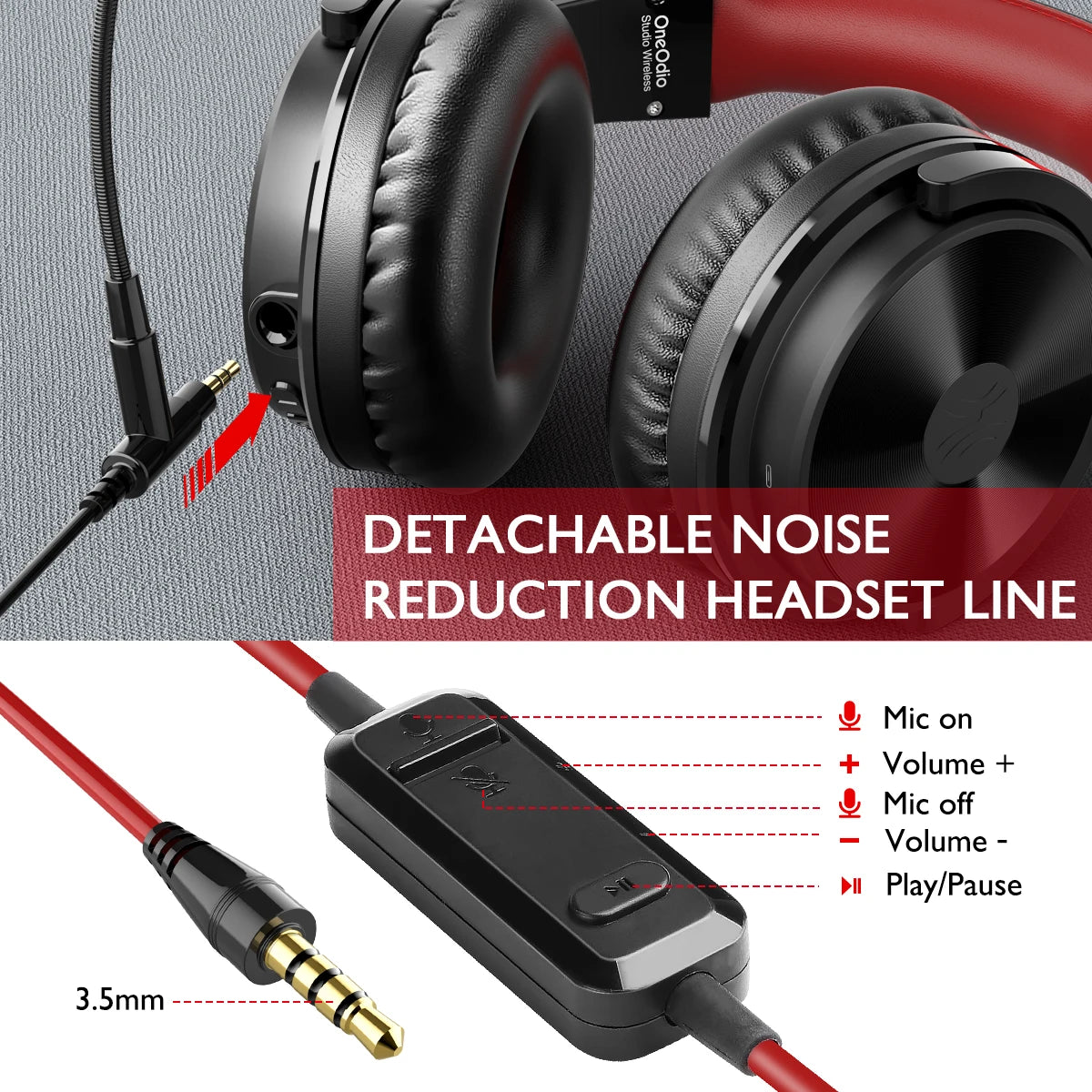 Oneodio 110h Wireless Bluetooth 5.2 Headset + Wired Gaming Headphones 2 in 1 With Microphone For PC PS4 Skype Type C Headphones