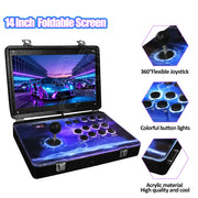 14 Inch Arcade Video Game Console, Folding Retro Rechargeable Pinball Game Console Box, Table Bartop Machine, 36000+ Games