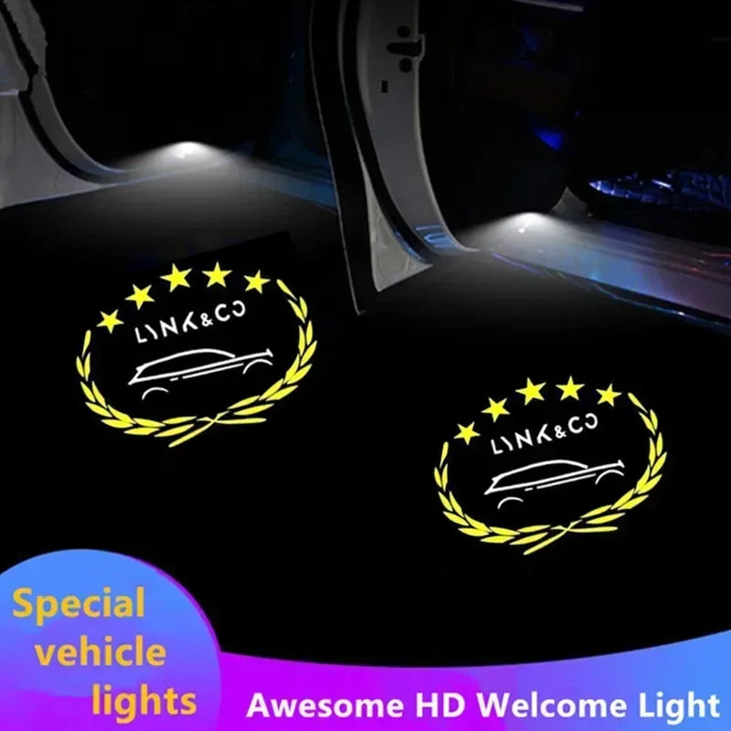 2pcs Led Car Door Welcome Logo Light for Lynk&Co 01 02 03 05 09 2017-2024 Auto Laser Projector Ghost Shadow Lamps