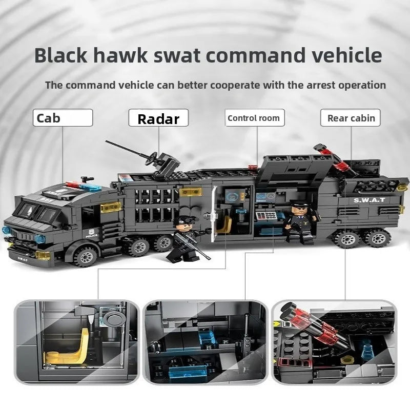 Compatible with Lego Building Blocks, Military Special Police Vehicles, Tanks and Education Cities To Assemble Children's Toys.