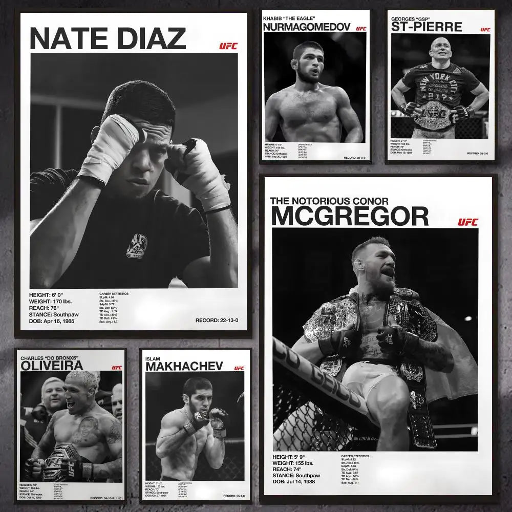 Famous Fighting Events U-UFC Poster Modern Aesthetic Canvas Wall Art Poster Cool Room Stuff Bedroom Decor