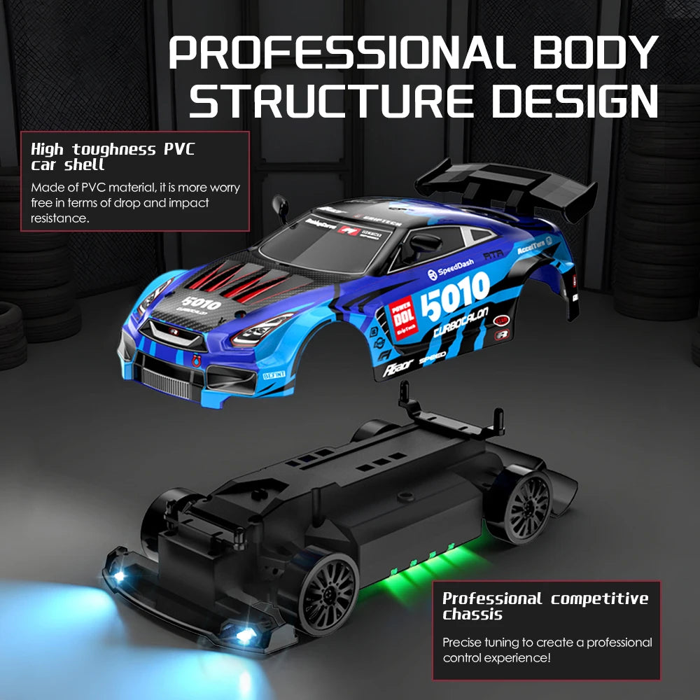 2.4G Wireless 4WD Drift RC Car 1:24 Scale With Cool Lights Stepless Speed Kids Remote Control Vehicle Christmas Birthday Gift