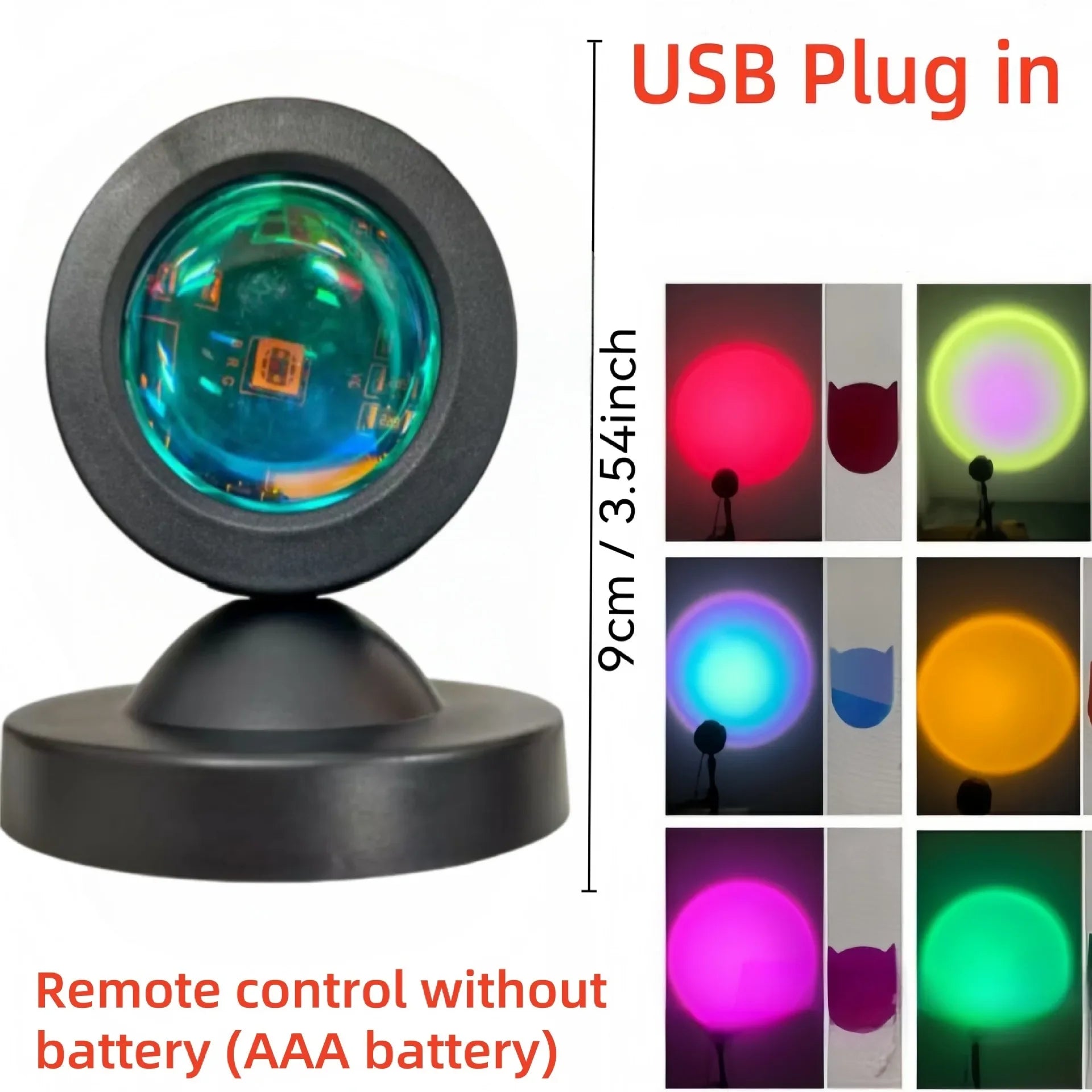 USB Remote Control, Dynamic Color Changing LED Light - Creates Warm Hom, 1pc Vibrant Sunset Projection Light - 16-Color Spectrum
