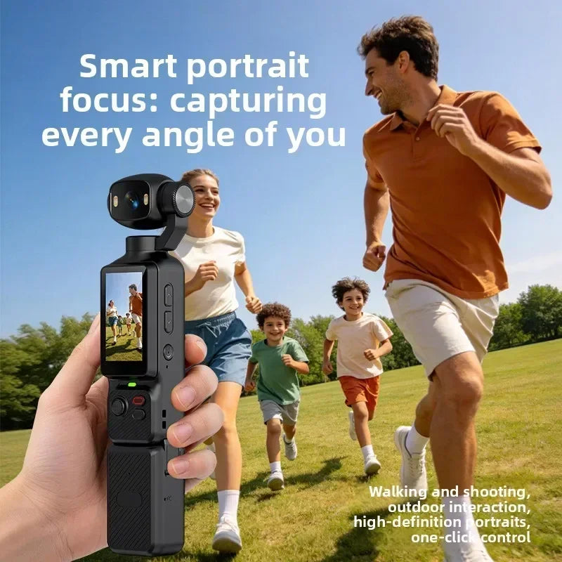 4K Handheld Action Camera HD 180° Rotatable Lens Electronic Anti-shake Pocket Vlog Camera with Fill Light for Outdoor Sports