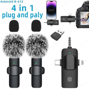 Capture crystal-clear audio on the go with this professional 4-in-1 wireless lavalier microphone—compatible with iPhone and Android devices for versatile, high-quality recording!