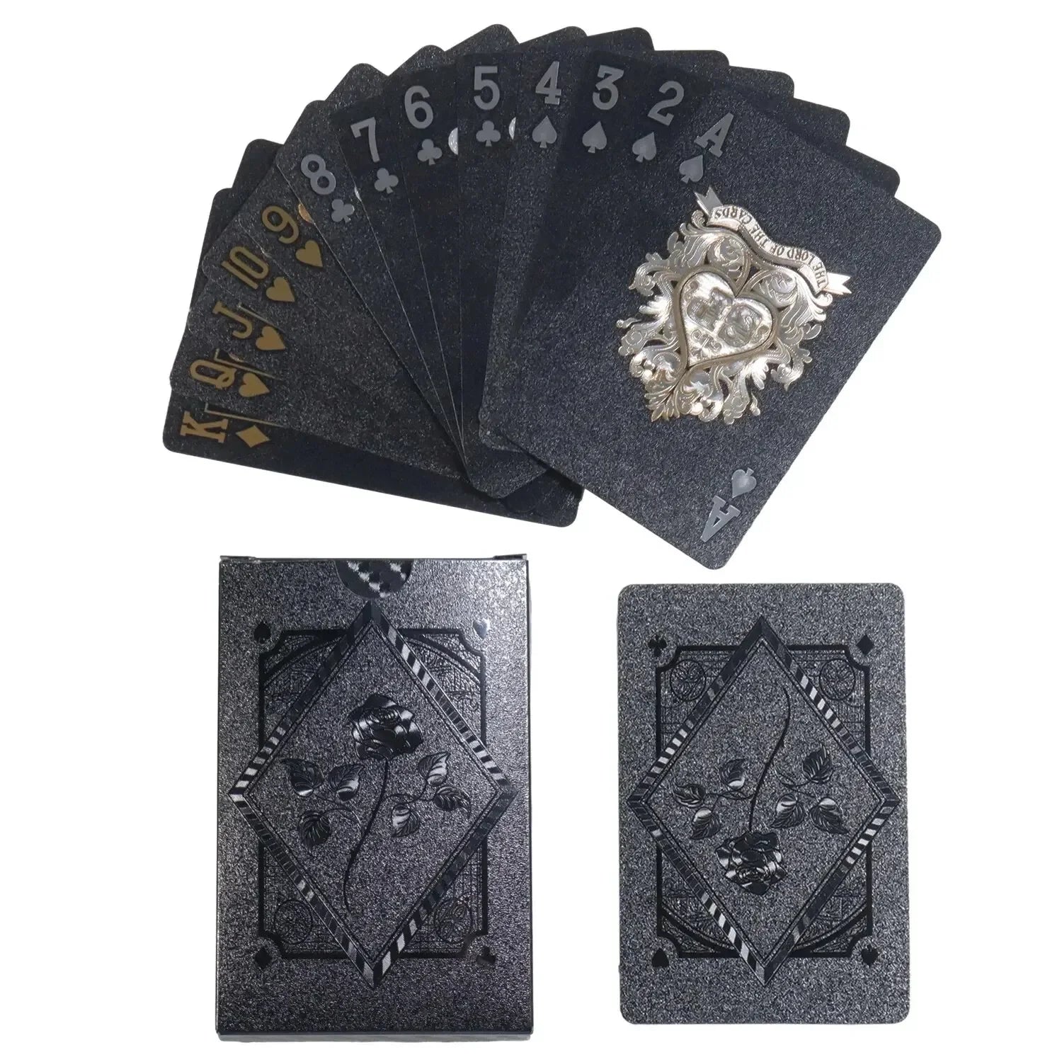 Black Rose Deck Poker Frosted Waterproof Plastic Playing Cards Texas Poker Collection Commemorative Chess Practical Party Gift